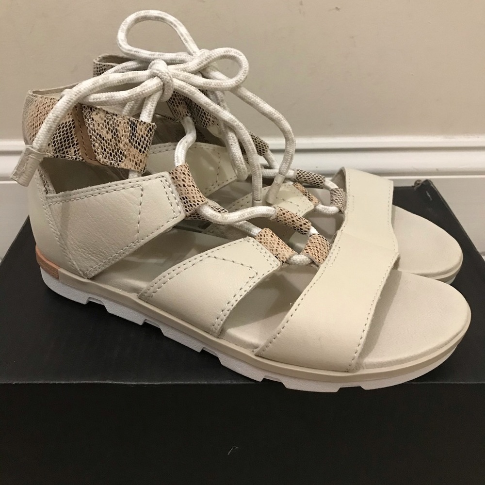 🆕 SOREL x Anthropologie cream leather sandals - Picture 5 of 8
